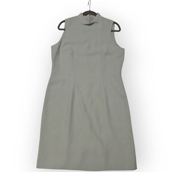 VTG YVES COSSETTE DEPECHE MODE Blue Sleeveless Sheath Mini Dress Mandarin Collar - Picture 3 of 9